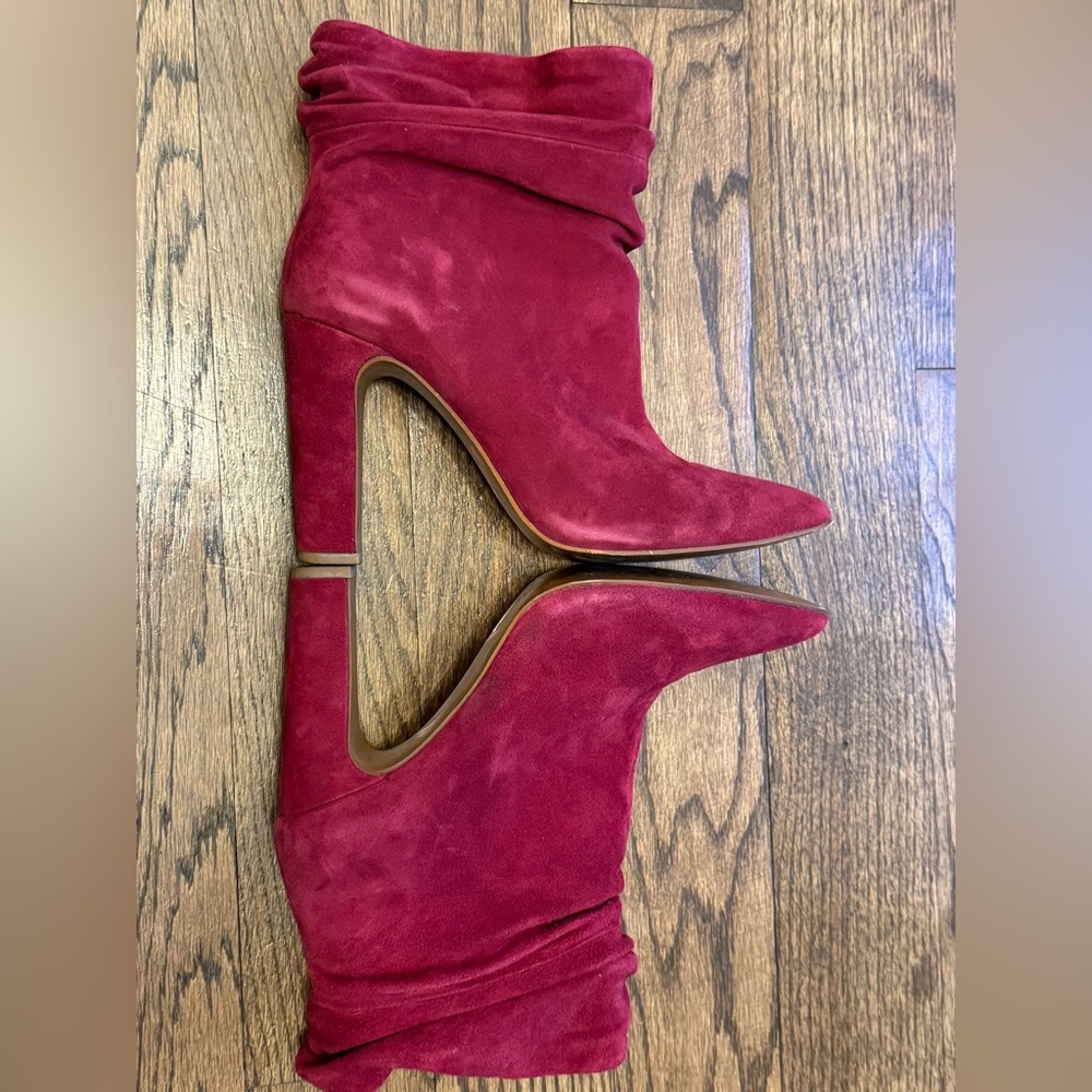 Kristen Cavallari Chinese Laundry Red Suede Slouch Ankle Boots Size 9 / 40 - Picture 4 of 8